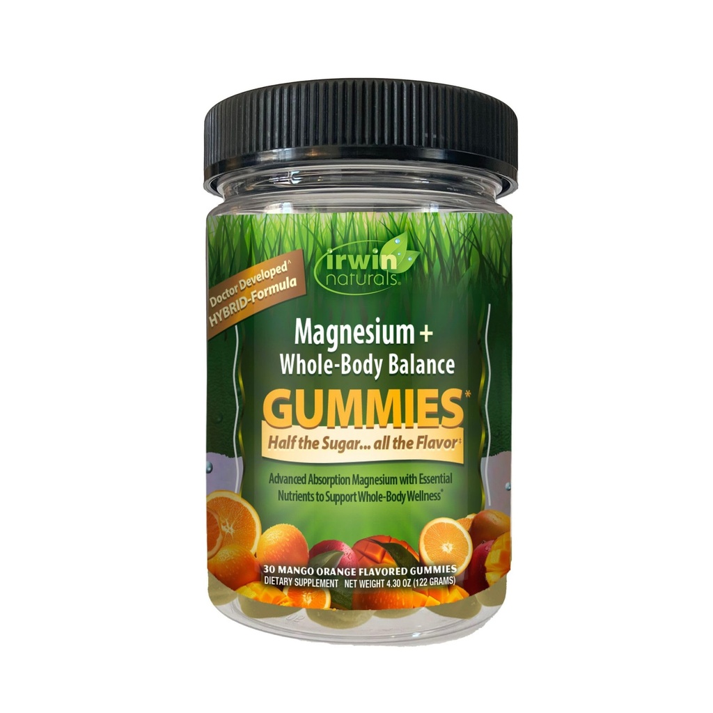 Irwin Naturals Magnesium Gummies + Whole-Body Balance Gummies | Daily Magnesium Support | Magnesium Citrate + Vitamin B6 + Zinc | Energy & Stress Support | 30 Vegan Gummies