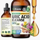 BIO KRAUTER Uric Acid Support Teinture - Supplément naturel de rein avec cerise, chardon de lait, extraits liquides à base de plantes curmériques - gouttes véganes 4 Fl.Oz.