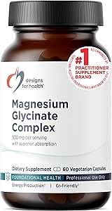 Designs für Gesundheit Magnesium Glycinat Complex - Chelat Magnesium Bisglycinat + Hohe Absorption Magnesium für Calming & Schlaf, Herzgesundheit, Immununterstützung & Knochenstärke - Vegan (60 Kapseln)