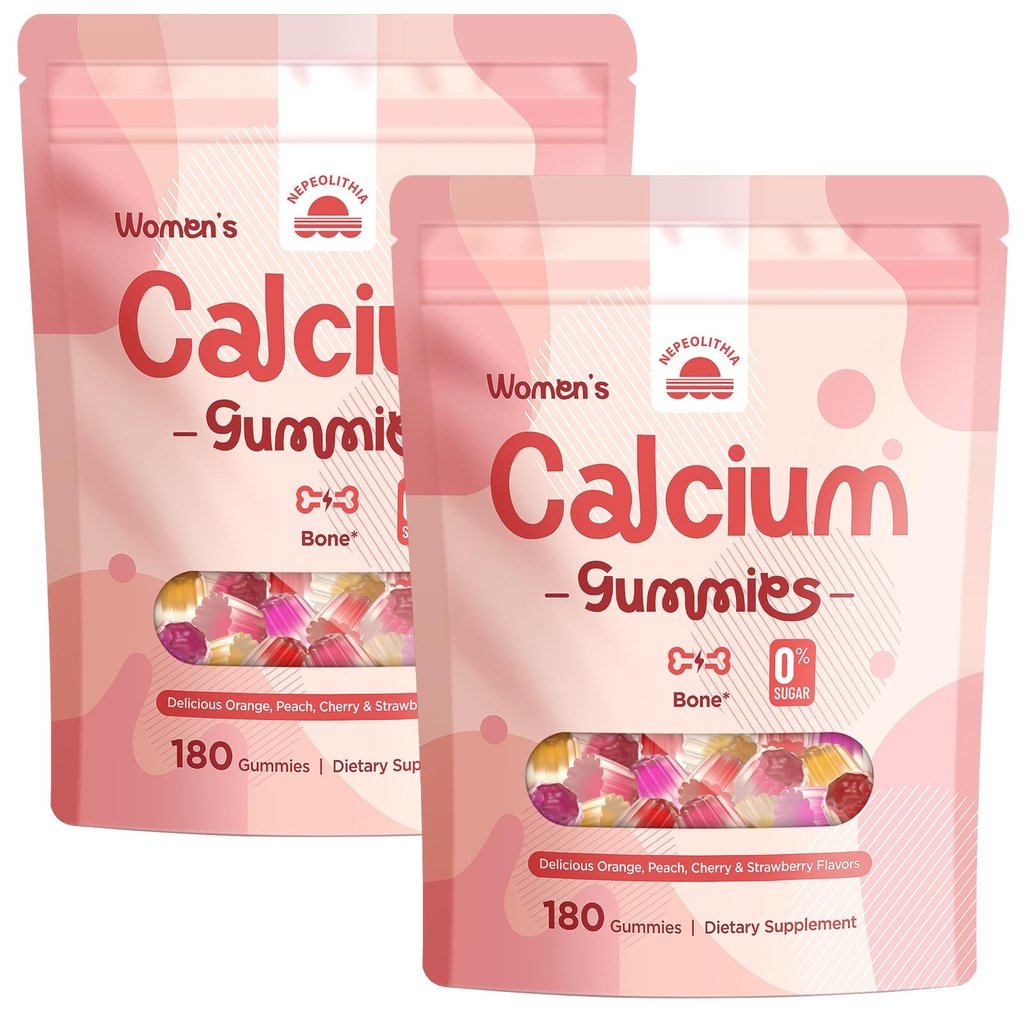 Calcium Gummies for Women with Vitamin D3, K2, Magnesium, Zinc – 360 Count | 1500mg Calcium Citrate with Boron & Soy Isoflavones – Calcium Supplement, Vegan, Zero Sugar, Mixed Fruit Flavors