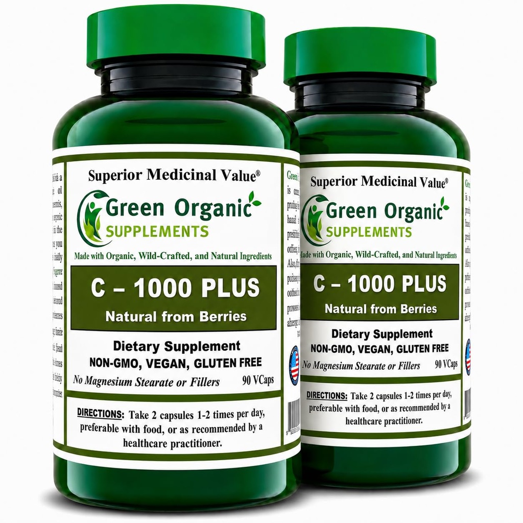 (Pack-2) Vitamin C-1000 Mg Plus, 90 VCaps, High Absorbable, Non-GMO, Gluten-Free, Organic Diet Supplement, Made from Fresh Berries (Pack of 2)