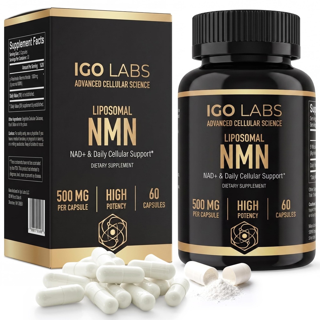 Liposomal NMN 1000mg Per Serving, Pure NMN Supplement, 60 Capsules | NAD+ Cellular Energy Support Supplement - Nicotinamide Mononucleotide Capsules for Enhanced Metabolism