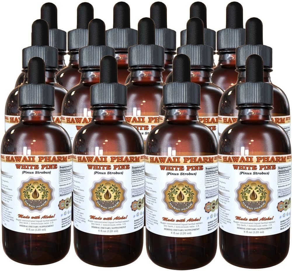 Extrait liquide de pin blanc, Pine blanche (Pinus Strobus) Teinture de poudre d'écorce, supplément à base de plantes, Hawaii Pharm, Fabriqué aux États-Unis, 15x4 fl.oz