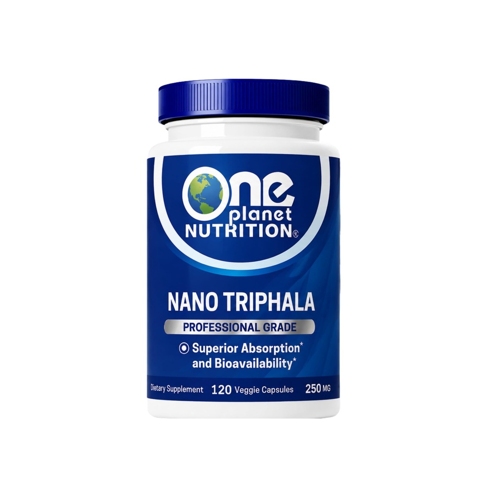 One Planet Nutrition Nano Triphala 250 mg Veggie Capsules (120 Servings), Extracts of 3 Fruits, Nano for Enhanced Absorption, Supports Digestive System & Gut Health, Non-GMO, Vegan, Gluten Free