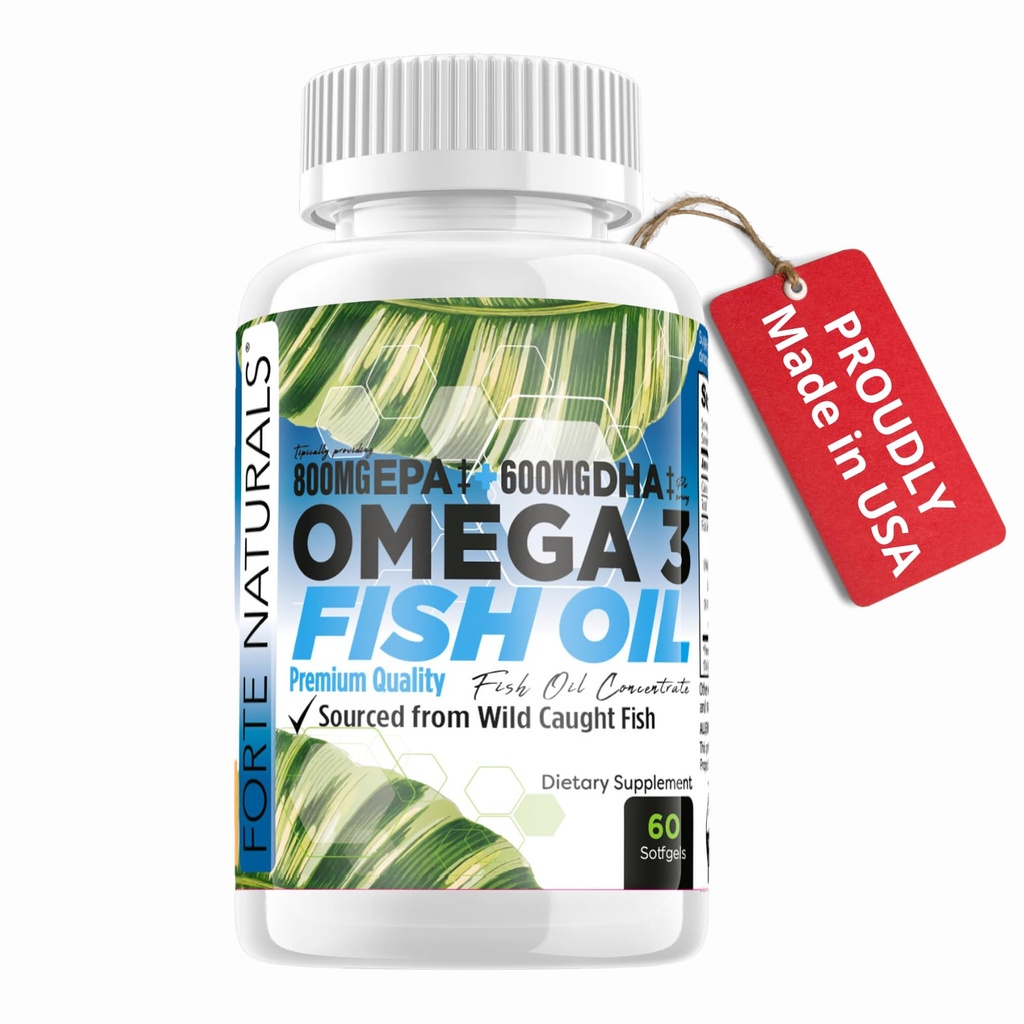 Omega 3 Fish Oil 2000mg HIGH Potency 800mg EPA DHA 600mg BURPLESS Supplement Non GMO Omega 3 Fatty Acid Supplements HIGH DOSE Fish Oil für Hunde Katzen Mensch Made in USA