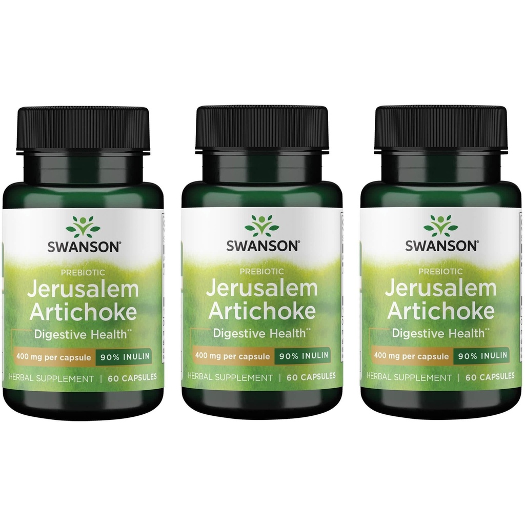 Swanson Prébiotique Jérusalem Artichaut - 90% Inuline 400 mg 60 Caps (3 Pack)