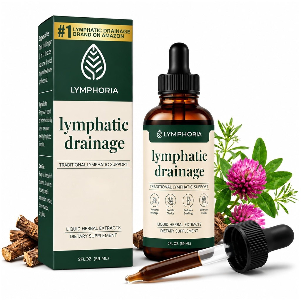 Lymphatic Drainage Drops for Bloat Relief & De-Puff – Cleavers, Red Clover, Stillingia Root & Prickly Ash Bark – Lymph Node Detox Cleanse, Fluid Retention, Alcohol-Free 2 Fl Oz (Pack of 3)