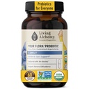 La tua famiglia Probiotica Flora – Probiotici Non OGM con Soia Fermentata, Banana, & Blueberry per il supporto Digestione & Gut – Prebiotici, Postbiotici, Enzimi Digestivi – Alchimia Vivente, 60 Capsule