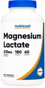 Nutricost Magnesium Lactate (210mg) 180 Capsules - Vegan, GMO-Free, Gluten-Free, 60 Servings