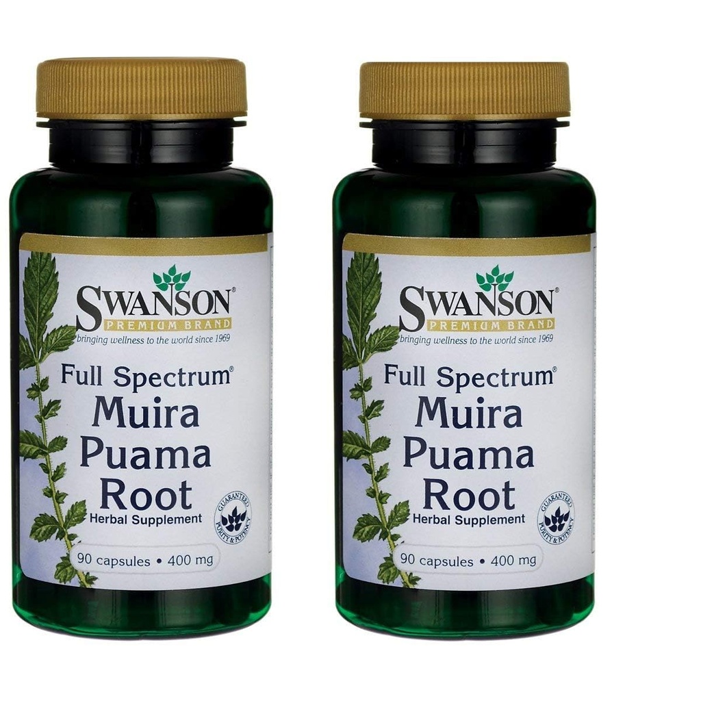 Swanson Muira Puama Root Sexual Health Virility Libido Boost Support Men's Women's Supplement 400 mg 90 Capsules (2 Pack)