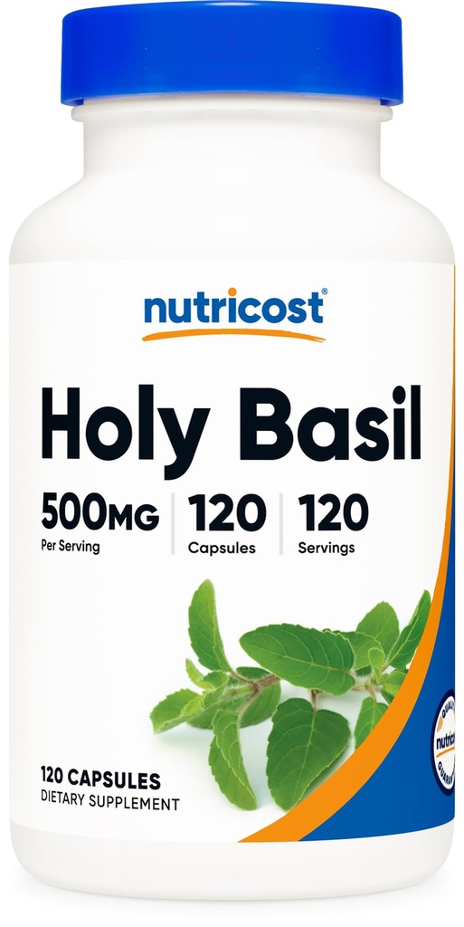 Nutricost Holy Basil Capsules 500mg, 120 Capsules végétariennes - Sans gluten, sans OGM