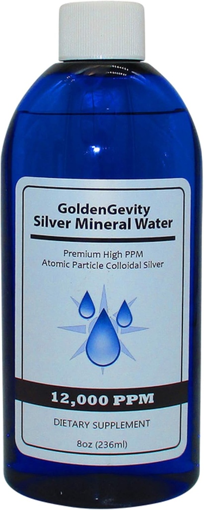 12.000 PPM Bioactive Atomic Colloidal Silver, 8 oz | Non-Toxic, Non-GMO Trace Mineral Immun Support Supplement