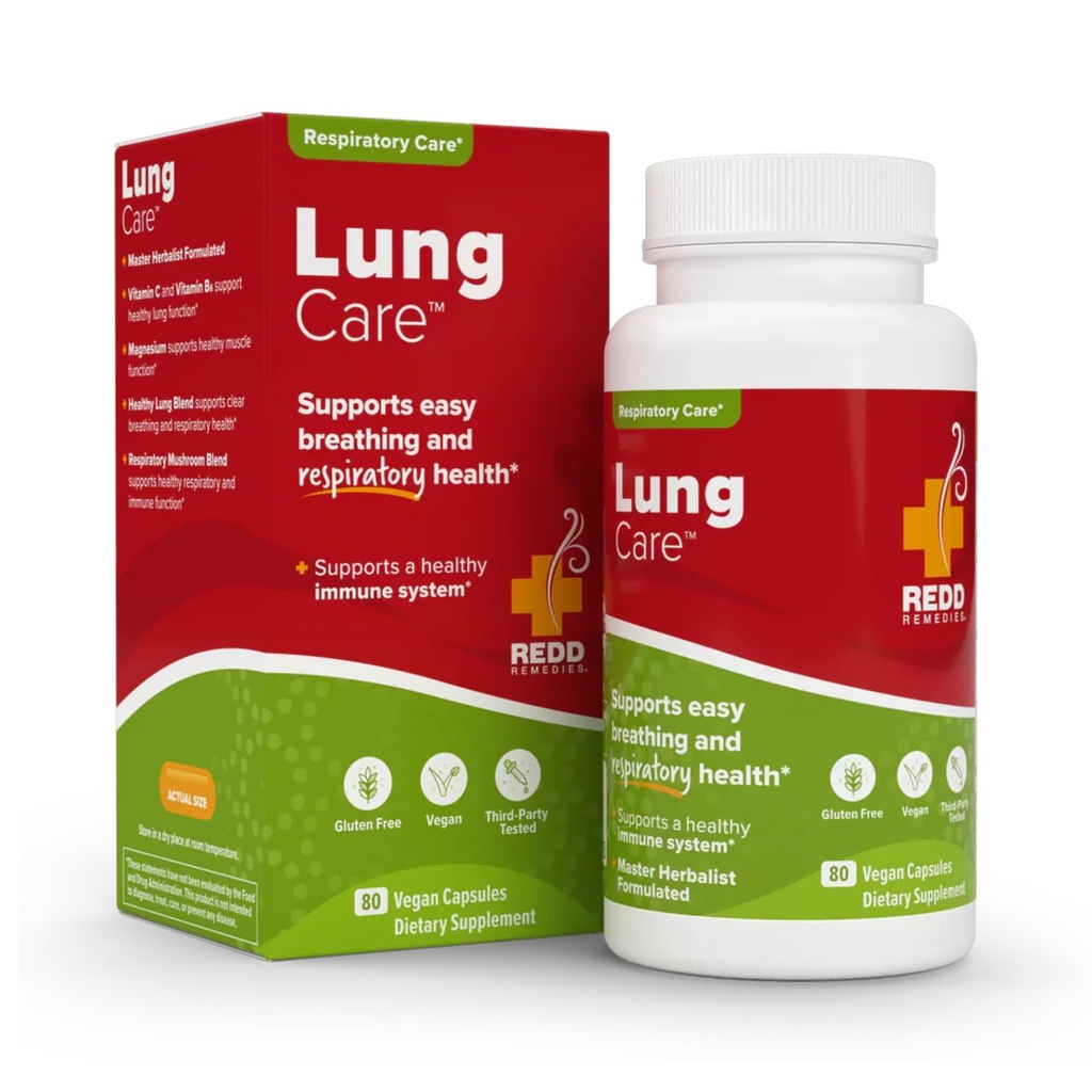 Redd Remedies, Lung Care, unterstützt einfache Atmung und Atmungsaktive Gesundheit, 80 Vegan Kapseln