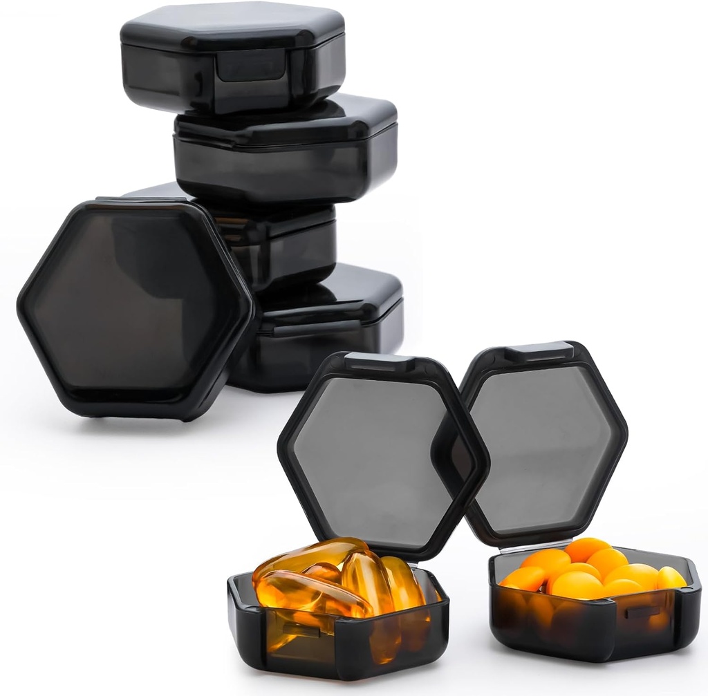 Small Pill Box, 7 Packs Travel Pill Case, Portable BPA Kostenlose Mini Organizer für Taschengeld, Tägliche Medizin Vitamin-Container, Fischöl und Ergänzung Lagerung