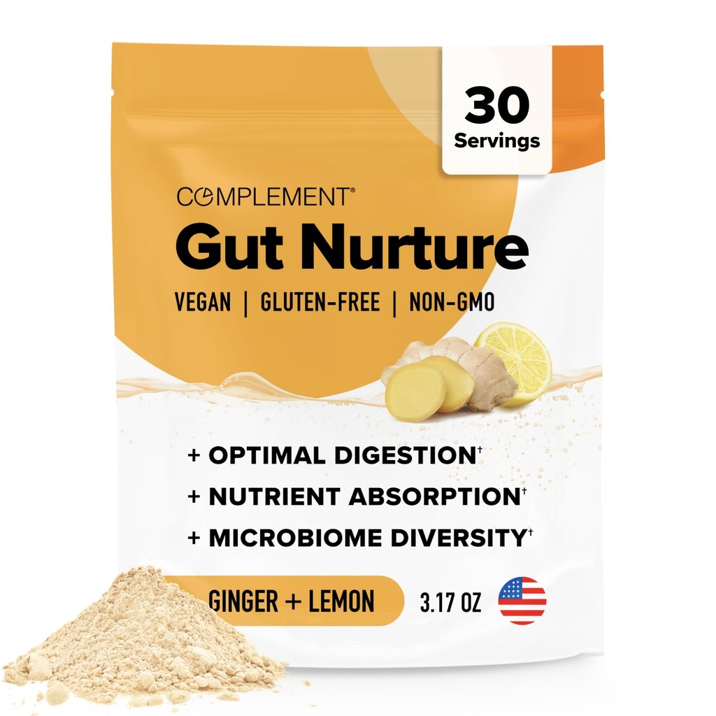 Complément Nurture de Gut Prébiotique + poudre de superaliments postbiotiques pour la réparation de Gut, probiotiques pour la santé digestive - Ginger Root - 30 portions