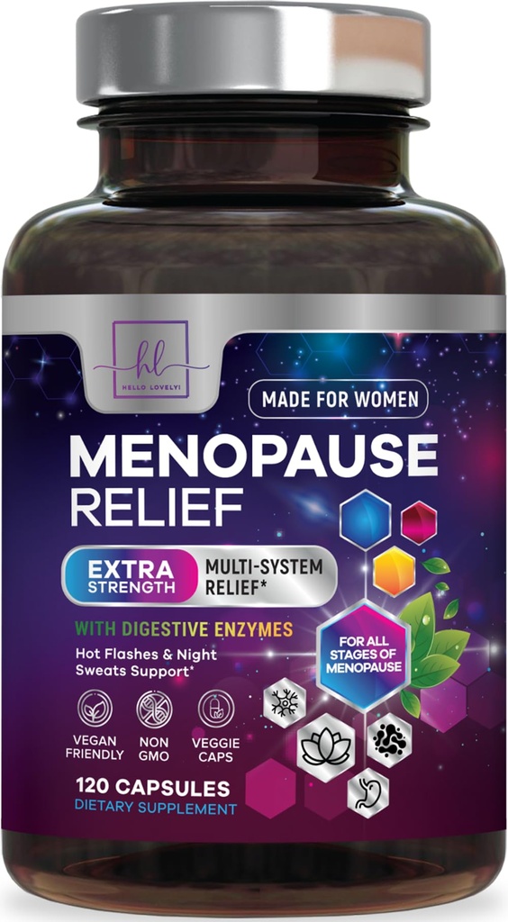 Menopausa Supplementi per le donne con Dong Quai, Chaste Berry, Black Cohosh, 8 miliardi di CFU Probiotici - Hot Flash Night Sweats & Menopause Relief Probiotic per Vaginal, Salute Digestiva - 120 capsule