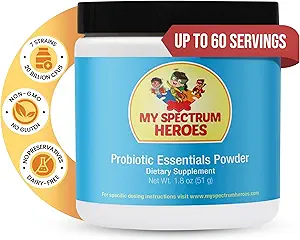 My Spectrum Heroes Probiotic for Kids - Aiuta la Regolarità del Culo, la Digestione e l'assorbimento dei micronutrienti, Mantenere l'Equilibrio Gastrointestinale, Salute e Digestione dei Bambini - 1.8oz (51g Polvere)