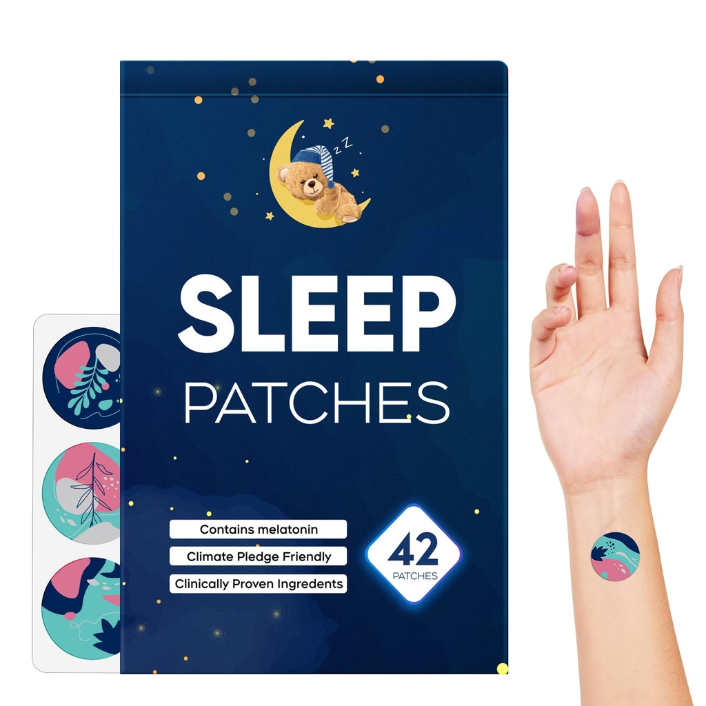Sleep Patches for Adults, Sleep Patches, Easy-to-Apply Sleep Patch with Valerian & Melatonin for Men and Women, Long-Lasting Night, Upgraded Deep 42 Pack-BLUE
