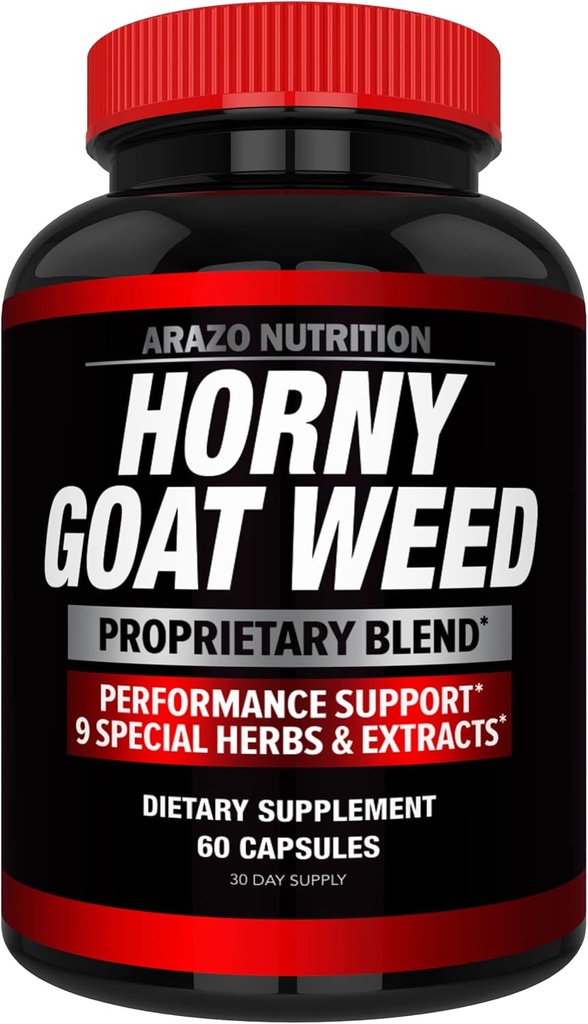 Arazo Nutrition Premium Horny Goat Weed Extract with Maca Root, Ginseng, Muira Puama e L-Arginina - per gli uomini e le donne - 100% Pure Herbal Nutrition