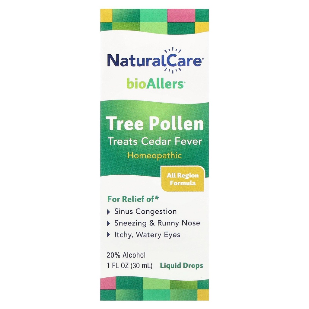 NaturalCare bioAllers Tree Pollen Homeopathic Liquid Drops, 1 Fl Oz | Cedar Fever | May Help Relieve Sinus Pressure, Congestion, Sneezing, Runny Nose