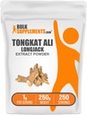 BulkSupplements.com Poudre d'extrait de longjack - Tongkat Ali Extract, Tongkat Ali pour hommes et femmes - Sans gluten, 1g par portion, 250g (8,8 oz) (paquet de 1)
