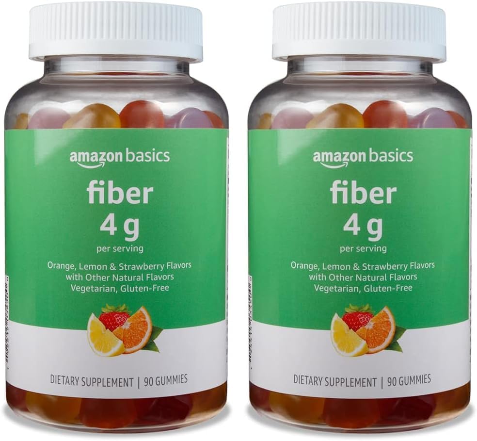 Fondamenti (precedentemente Solimo Fiber 4g Gummy - Salute Digestiva, Supporta Regolarità, Arancione, Limone & Fragola, 90 Gummie (2 per porzione) (Pack of 2)