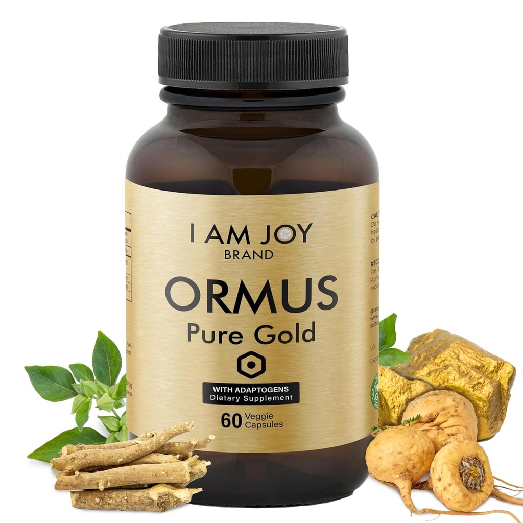 I Am Joy co. Ormus Gold Kapseln Monoatomische Elemente mit Adaptogenen Maca und Ashwaganda | Kann helfen Balance Mood, Decalcify Pineal Gland, Reparatur DNA, Enhance Relaxation - 60 Vegan Kapseln