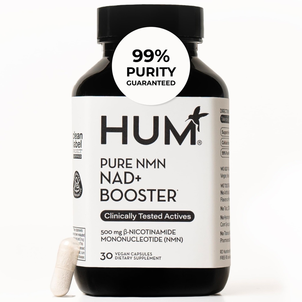 HUM NMN Supplement 500mg, Clinically Studied Uthever® NAD+, 30-Day Supply