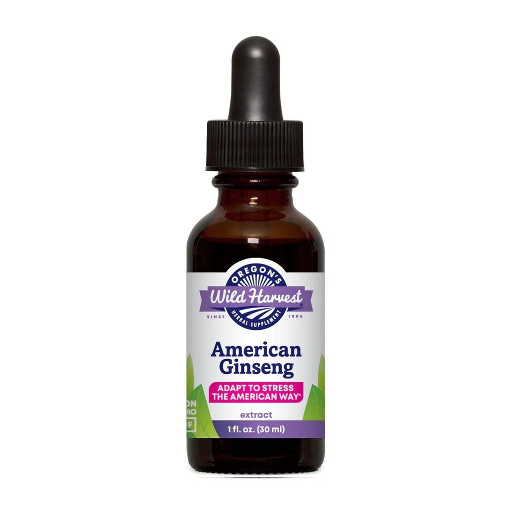 Oregon's Wild Harvest American Ginseng 1:1 Organic Herbal Supplement, 1 Fluid Ounce