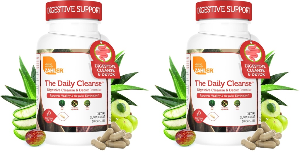 Zahler Daily Cleanse, Digestive Cleanse & Detox Formula, Supports Healthy and Regular Elimination, 60 Capsules. (Pack of 2)