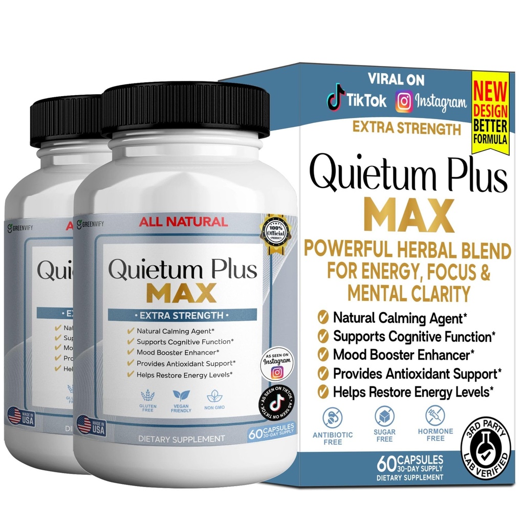 Quietum Plus Max, Extra Strength Natural Calming Supplement, 60 Capsules, Ginseng & Ginkgo, Gluten Free, Vegan (2)