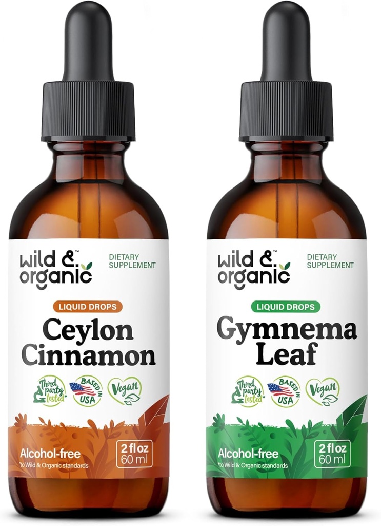 Wild & Organic Ceylon Cinnamon Tinkture 2 fl oz & Gymnema Blatt Tinktur 2 fl oz