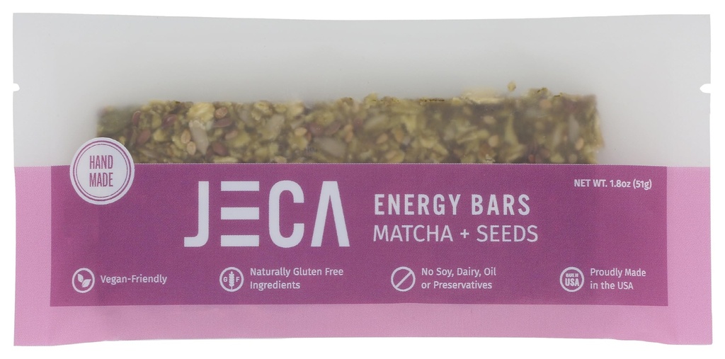 Jeca, Energy Bar Matcha Seeds, 1.8 Ounce