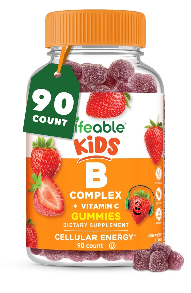 Lebensfähiger Vitamin B-Komplex für Kinder | mit VIT C | Great Tasting B Complex Gummies | Vegan Kids B Complex | Energy und Nerve Support | 90 Gummies