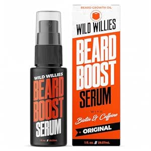 Wild Willies Beard Growth Serum for Men - Natural Beard Serum with Biotin, Caffeine & Essential Beard Oil for Fuller, Thicker Facial Hair Enhancer - Daily Grooming, Nourishes & Hydrates Facial Hair