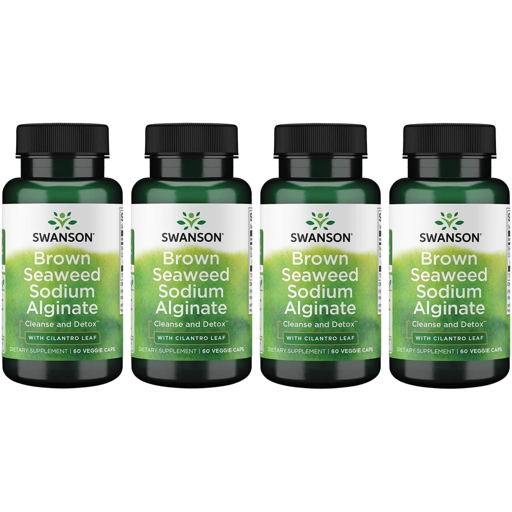 Swanson Premium Brown Seaweed Sodium Alginate, 60 Veggie Capsules, 4 Pack