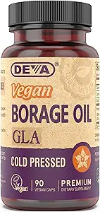 DEVA Vegan Vitamine, Olio di Boraggio 500mg, Fonte di Omega-6 Grassty Acid GLA (acido linolenico Gamma), Pressed & non raffinato, 90 compresse 1-Pack