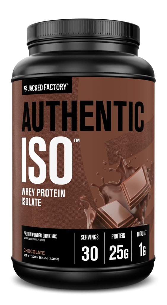 Jacked Factory Authentic ISO Grass Fed Whey Protein Isolate Powder - Low Carb, Non-GMO Muscle Building Protein w/No Fillers, Post Workout Recovery, Schokolade