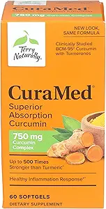 Terry naturalmente CuraMed 750 mg - 60 Softgels - Supplemento di curcumina superiore BCM-95, promuove la risposta di infiammabilità sana - Non OGM, senza glutine, Halal - 60 Serve