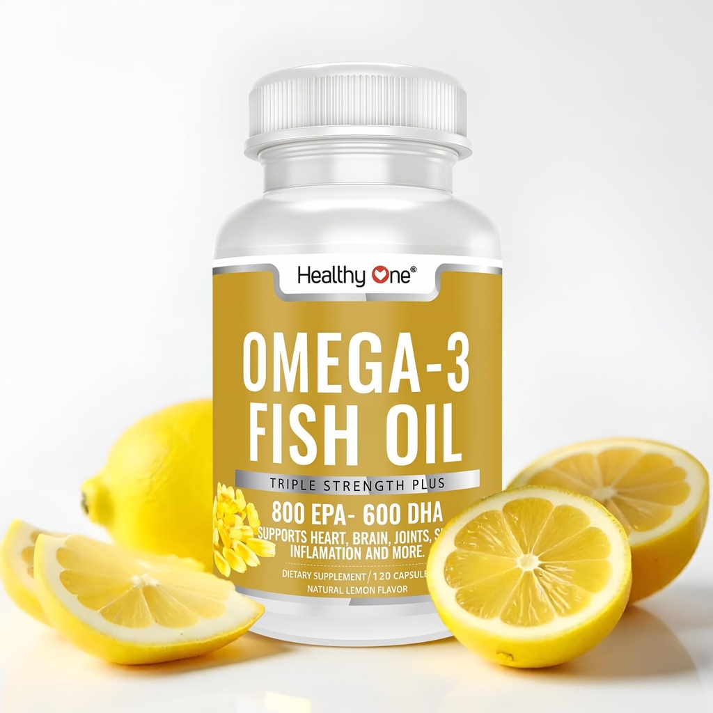 Omega 3 Fish Oil 2000mg - 1400mg EPA & DHA - Natural Lemon Flavor - 120ct
