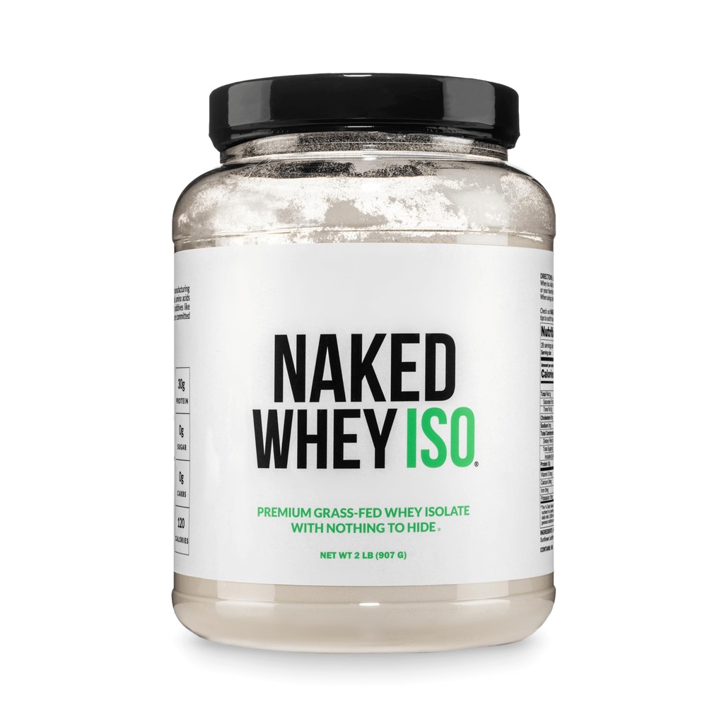 NAKED Whey Isolate Protein - Seulement 2 ingrédients, 30g de protéines à l'herbe, Zéro glucides, non aromatisés, non dénaturés, non OGM, sans soja, sans gluten, sans conservateurs - 28 portions