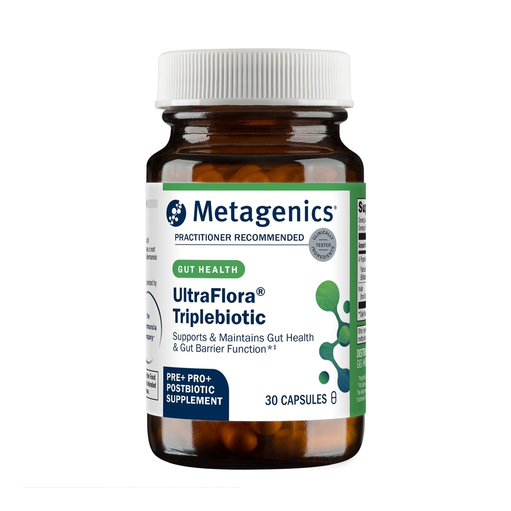 Metagenics UltraFlora Triplebiotic - Shelf-Stable Digestive Supplement mit Akkermansia für Gut Health, Microbiome & Immune Support* - Enthält Prebiotic, Probiotic & Postbiotic - 30 Kapseln
