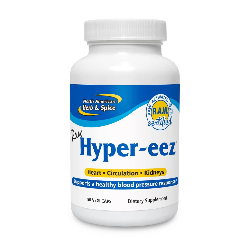 NORTH AMERICAN HERB & SPICE Hyper-eeZ - 90 Vegi Caps - Herbs, Spices, Flowers, Berry Blend - Blood Pressure & Circulation Support - Assists with Heart, Circulation, Kidneys - Non-GMO - 90 Servings