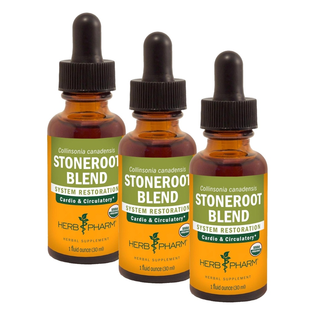 Herb Pharm Certified Organic Stoneroot Blend Liquid Extract for Cardiovascular and Circulatory Support-1 oz (Pack of 3)