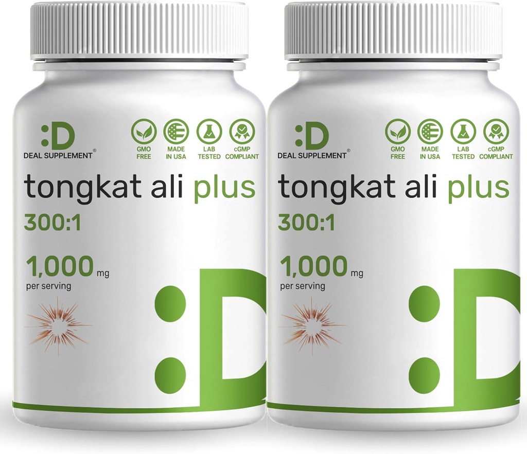 2 Pack Tongkat Ali Estrarre 300:1 con Horny Goat Weed 1.100mg, 480 * capsule – Indonesiano Longifolia Root Eurycoma Longifolia – Supplemento di erbe ad alta resistenza per l'energia