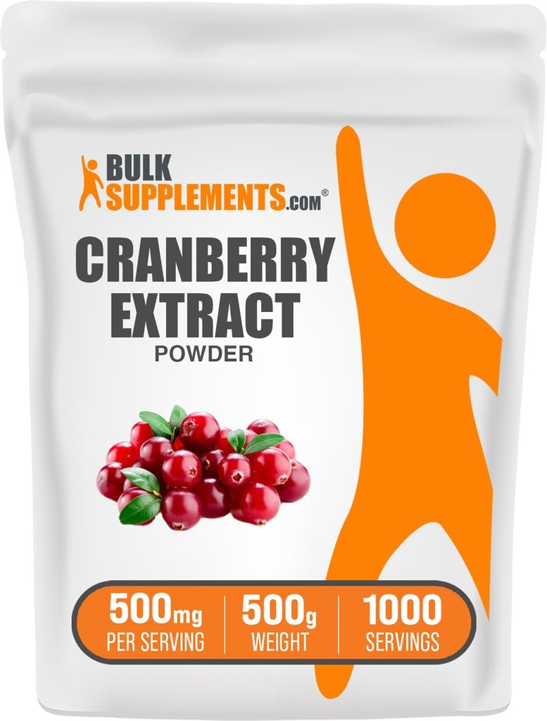 BulkSupplements.com Polvere di estratto di mirtillo - Polvere di aroma di mirtillo, Fonte di Vaccinium Macrocarpon Fruit - Vegan & Gluten Free, 500mg per Serving, 500g (1.1 lbs) (Pack of 1)