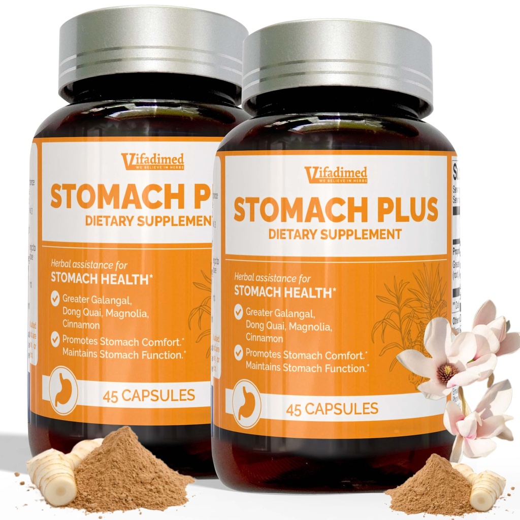 Stomach Plus, Herbal Ulcer & Gastritis Support, Stomach Lining Integrity, Gastric Upset, Gastric Upset, Motility Support, with Galangal, Dong Quai, Cinnamon & Magnolia. 90 Capsules