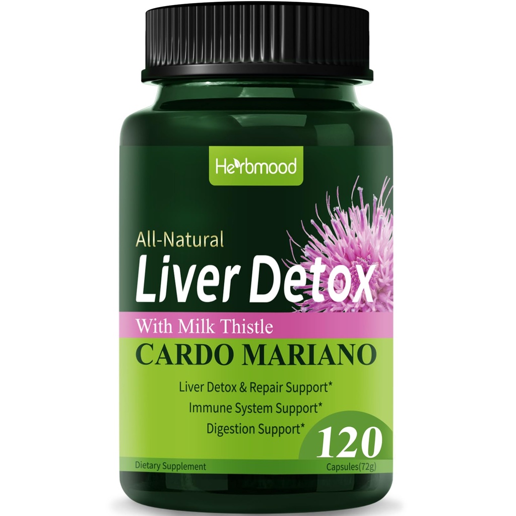 Silymarin Milk Thistle Liver Detox Capsules for Fatty Liver, Alcachofa y Cardo Mariano con Silimarina para el Higado Graso, Liver Cleanse Detox & Repair Formula w/Artichoke Extract. 120 Paesi