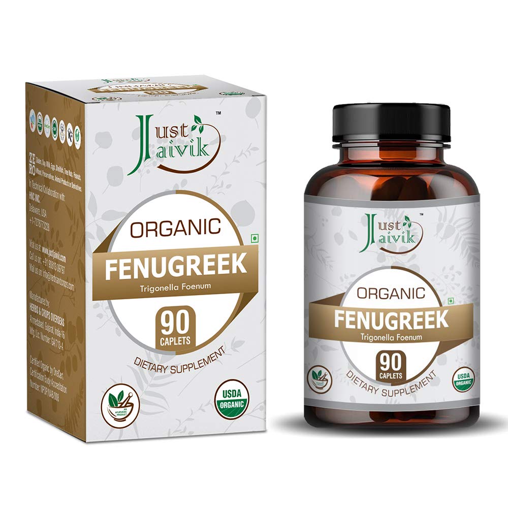 Just Jaivik Organic Fenugreek Tablets - A Dietary Supplements - 750 mg (Pack 90 Organic Tablets) | for Health and Wellness