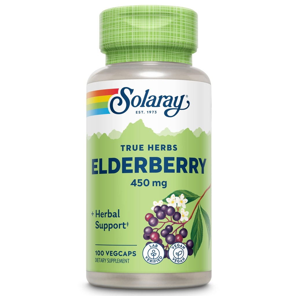 SOLARAY Berry & Flower 450mg , Soutien au bien-être général pendant les mois froids , avec des flavonoïdes et des composés phénoliques , non-OGM , 100ct